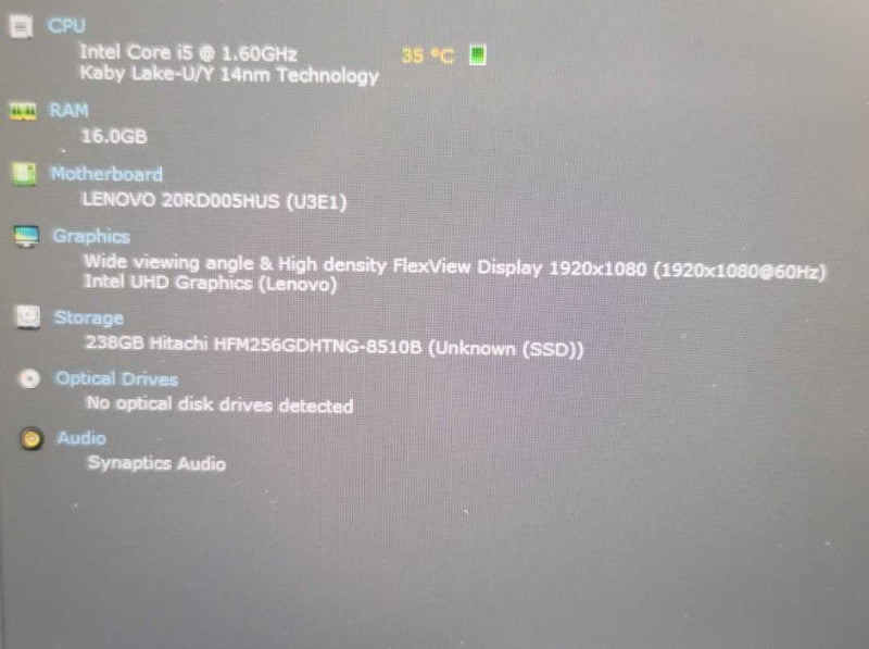Lenovo ThinkPad E15| i5-10210U| 16GB DDR4| 256GB SSD NO ADAPTER READ  β Lap200