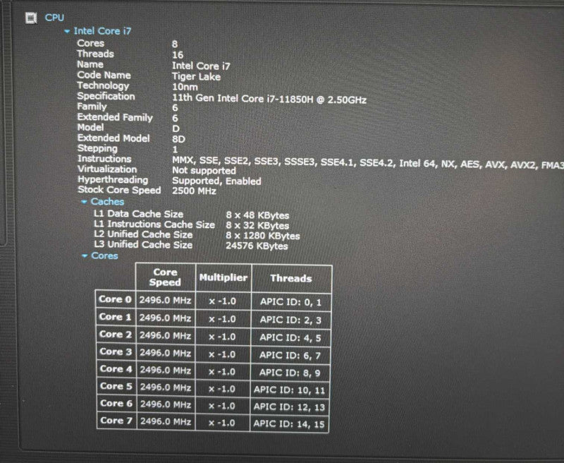 Dell Latitude 5421 i7-11850H GeForce MX450 16GB 256SSD No Power Adapter READ!  Lap200