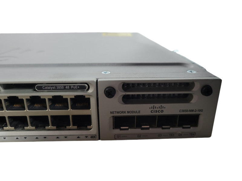 Cisco WS-C3850-48P-S Gigabit PoE Switch w/C3850-NM-2-10G, !