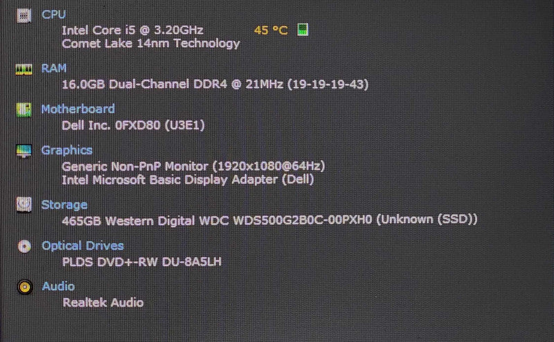 Dell OptiPlex 5090 SFF, i5-10505 3.20GHz 6C, 16GB DDR4, 500GB NVMe