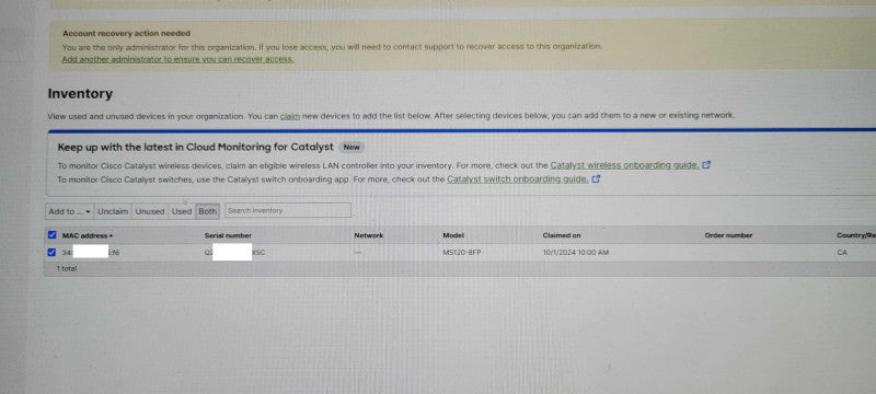 Cisco Meraki MS120-8FP 8-Port PoE Ethernet Switch UNCLAIMED _