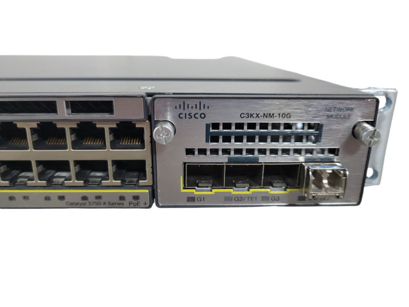 Cisco WS-C3750X-48PF-L 48-Port PoE+ Gigabit Switch w/C3KX-NM-10G 1x 1100W PSU !