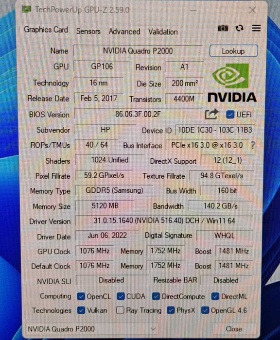 NVIDIA Quadro P2000 | 5GB GDDR5 Graphics Card | 4x DisplayPort