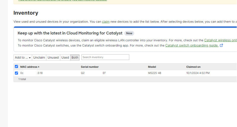 Cisco MS225-48-HW 48 Port Gigabit Cloud Managed Switch UNCLAIMED $