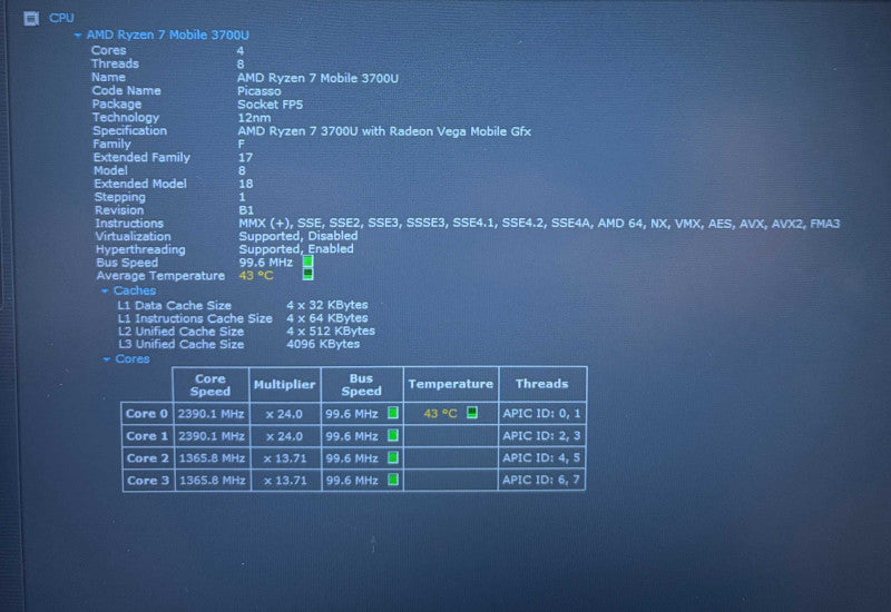 Lenovo ThinkPad E595 Ryzen 7 3700U Radeon RX Vega 10 GPU 8GB RAM 256GB SSD Q Lap200