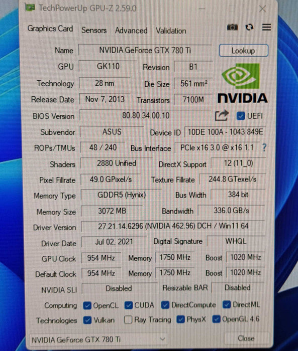 ASUS DirectCU II GTX 780 Ti | 3GB GDDR5 Graphics Card | DP, HDMI, DVI