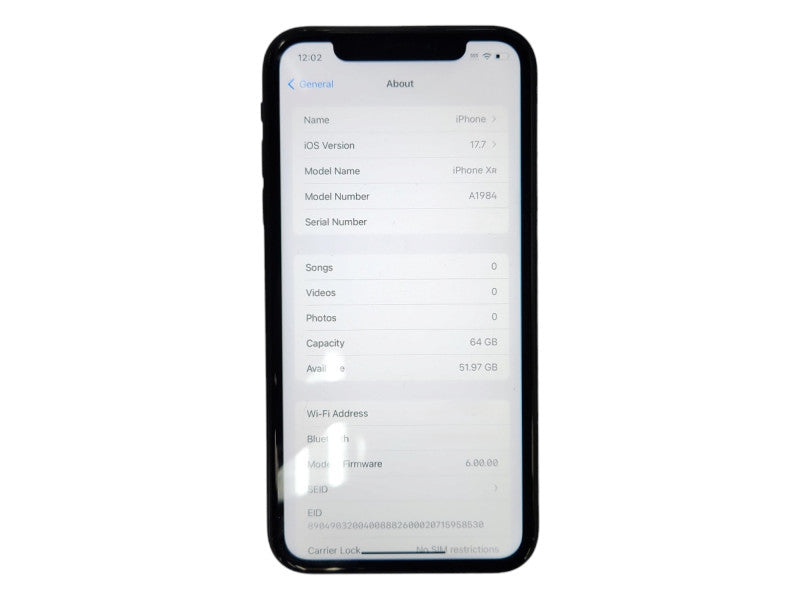 Apple iPhone XR 64GB, Model: A1984, unlocked, Battery Health: 98%