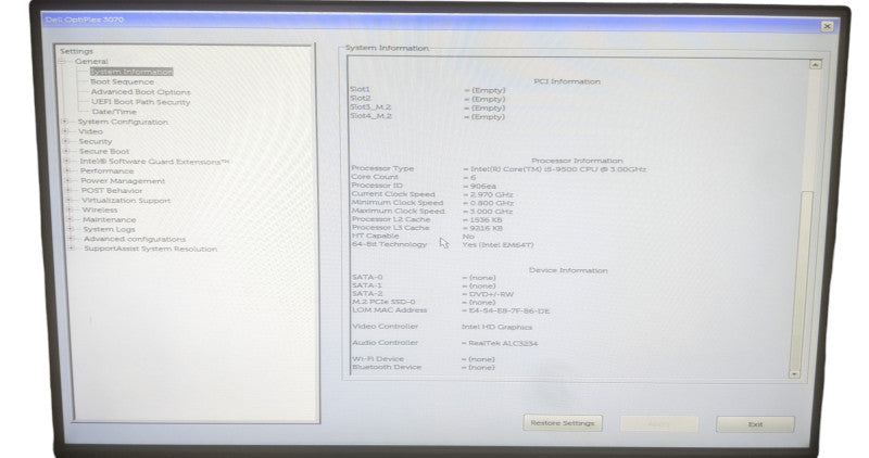 Dell OptiPlex 3070 SFF | Core i5-9500 | 8GB DDR4 | No HDD