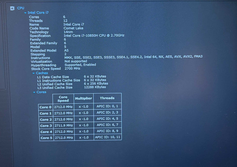 Dell Precision 7550 i7-10850H@2.7GHz QUADRO T1000 4GB GPU 32GB RAM 512GB SSD  Lap200