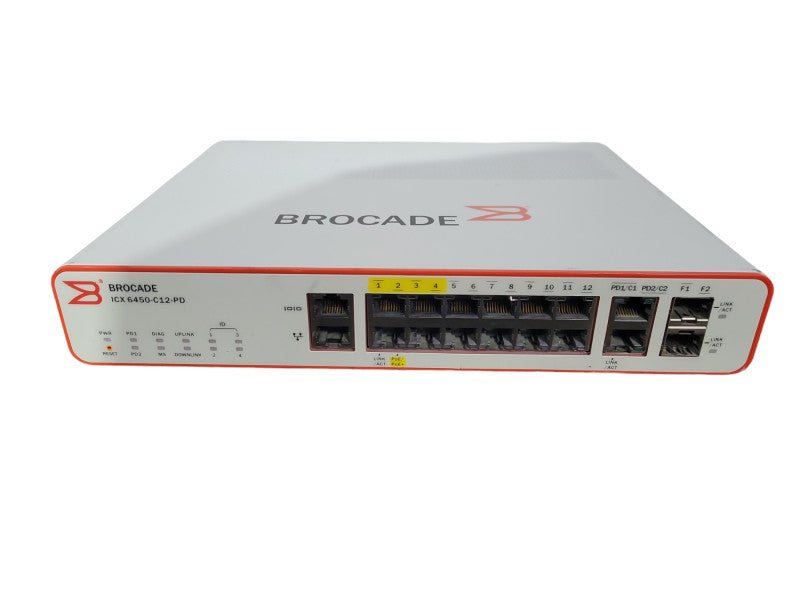 BROCADE ICX6450-C12-PD 12-port 1 GbE compact switch (4x PoE+) !