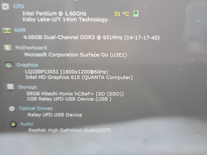 Microsoft Surface Go M1824| Pentium 4415Y| 4GB DDR3| 64GB SSD  β BudLap