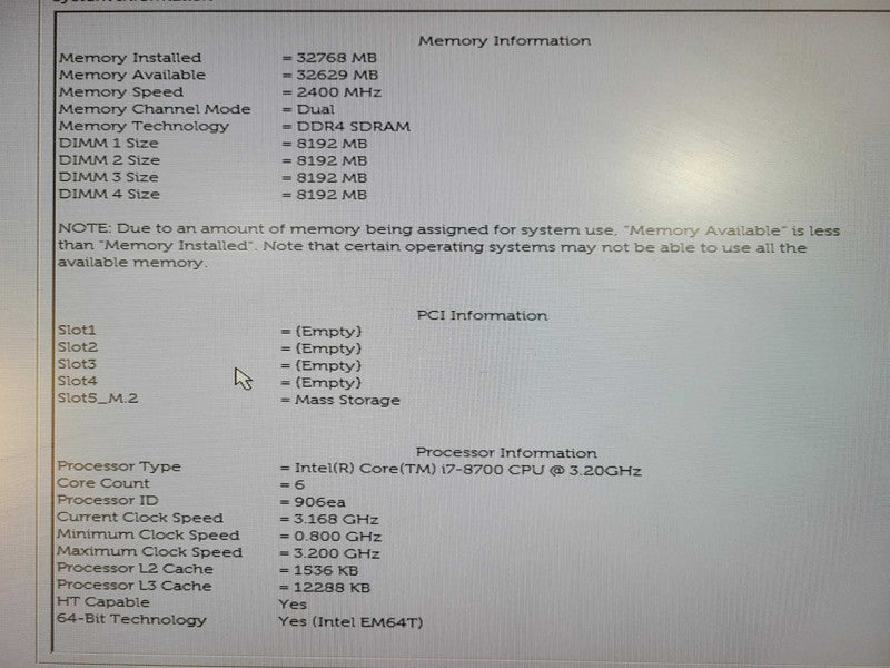 Dell Precision 3630 Tower, i7-8700 3.20GHz 6C, 32GB DDR4, 512GB NVMe !