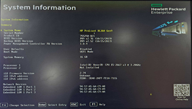 HP DL360 Gen9 1U 8x 2.5" | 1x Xeon E5-2667 v3 @3.2GHz 8C, 16GB DDR4, P440ar