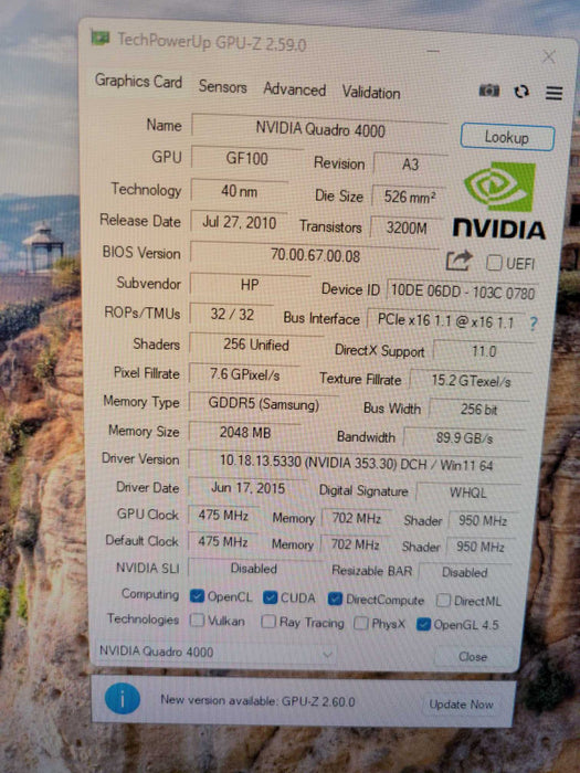 NVIDIA QUADRO 4000 2GB PCIE %