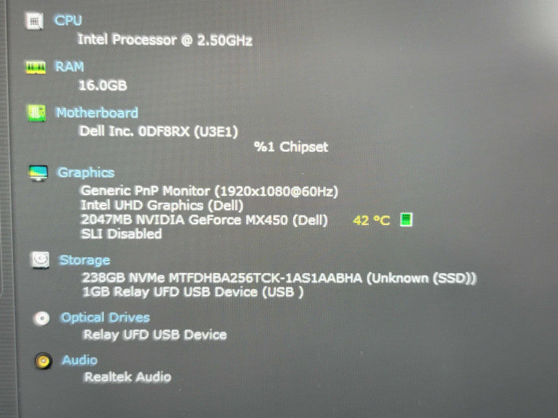 Dell Latitude 5421| i7-11850H| 16GB DDR4| GeForce MX450| 256GB SSD  NO ADAPTE β Lap200