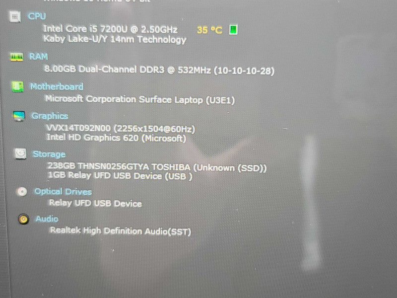 Microsoft Surface Laptop| i5-7200U| 8GB DDR3| 256GB SSD FOR PARTS READ  β BudLap