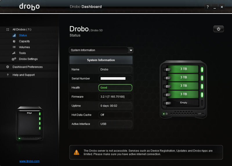 Drobo 5D, DRDR5-A 5-Bay Storage Array, 4x 3TB HDDs