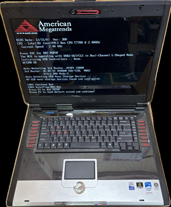 Asus ROG G25 Core 2 Duo T7700 3GB RAM GeForce 8600M GT 256MB BIOS Locked READ