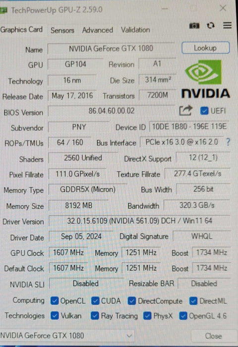 PNY GeForce GTX 1080 8GB GDDR5X - Graphics Card  _