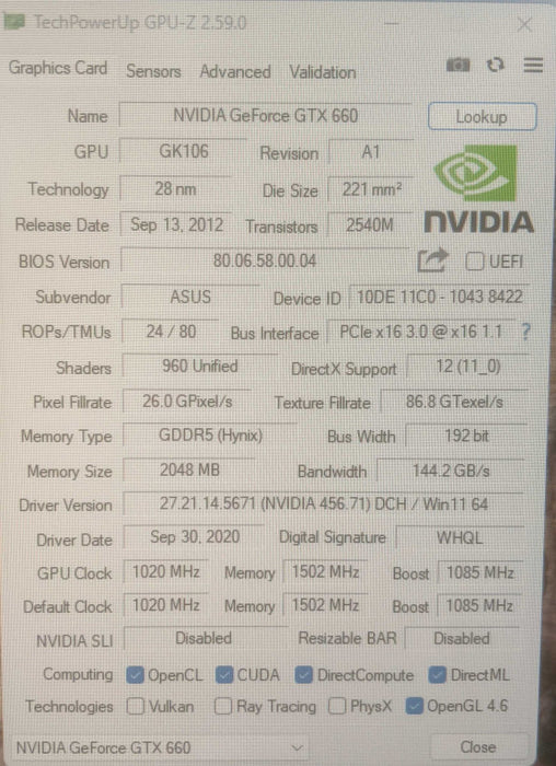 NVIDIA GeForce GTX 660 Ti | 2GB GDDR5 Graphics Card | 1xDP 1xHDMI 2xDVI