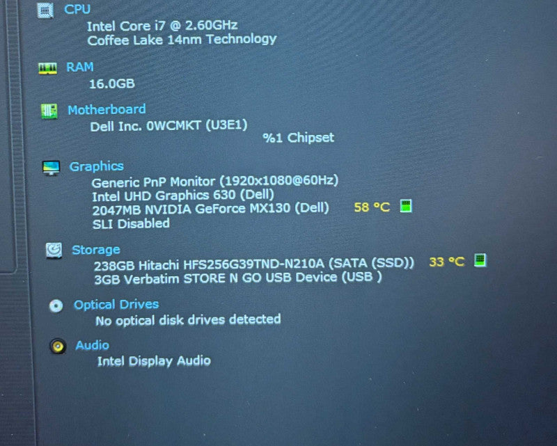 Dell Latitude 5491 i7-8850H@2.6GHz GeForce MX130 2GB GPU 16GB RAM 256SSD READ  Lap200