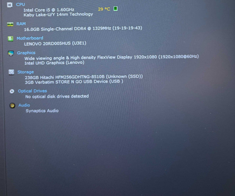 Lenovo ThinkPad E15 Intel Core i5-10210U@1.6GHz 16GB RAM 256GB SSD  Lap200