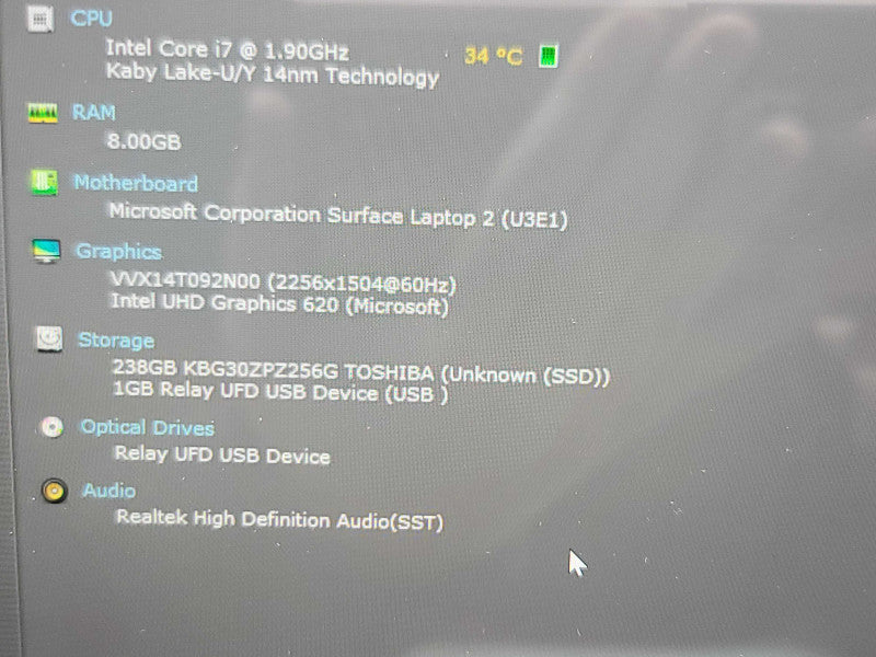 Microsoft Surface Laptop 2 | i7-8650U| 8GB DDR3| 256GB SSD BAD SCREEN  β BudLap