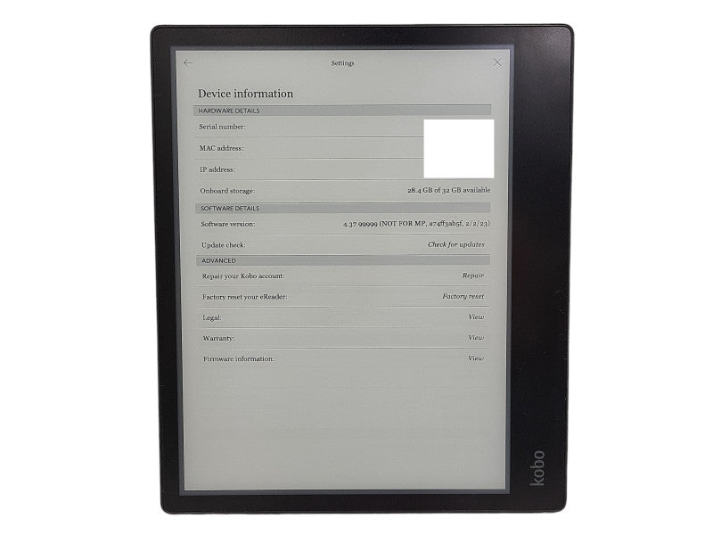 KOBO Europa Eclipsa 10" N782 32GB Wifi eReader $