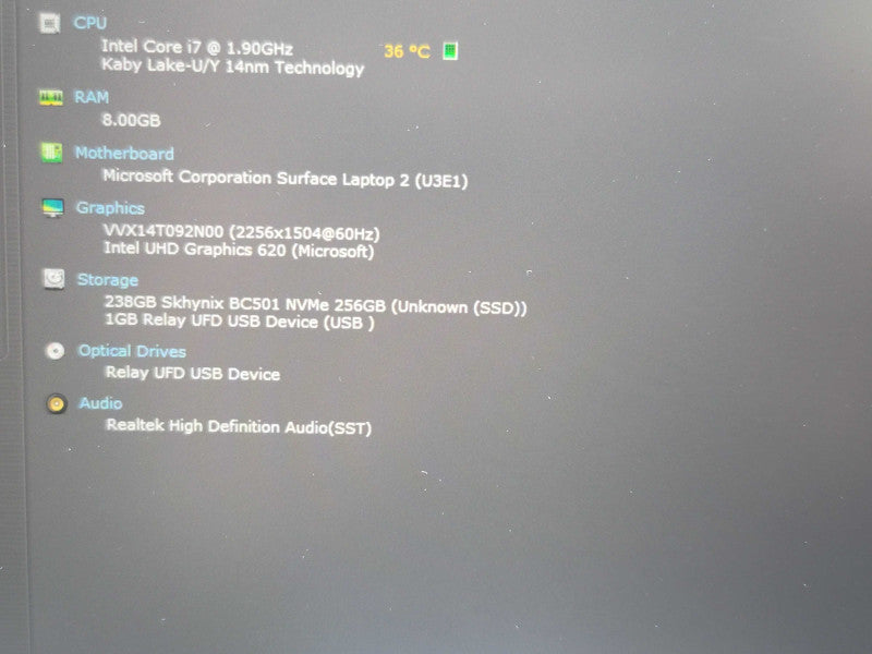 Microsoft Surface Laptop 2 | i7-8650U| 8GB DDR3| 256GB SSD β PARTS/REPAIR Lap200