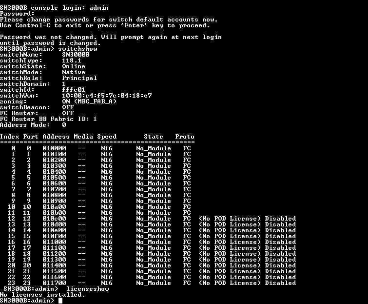 HP SN3000B 16GB FC Switch 24/12 FC QW937A 12-Port Active, 1x PSU _
