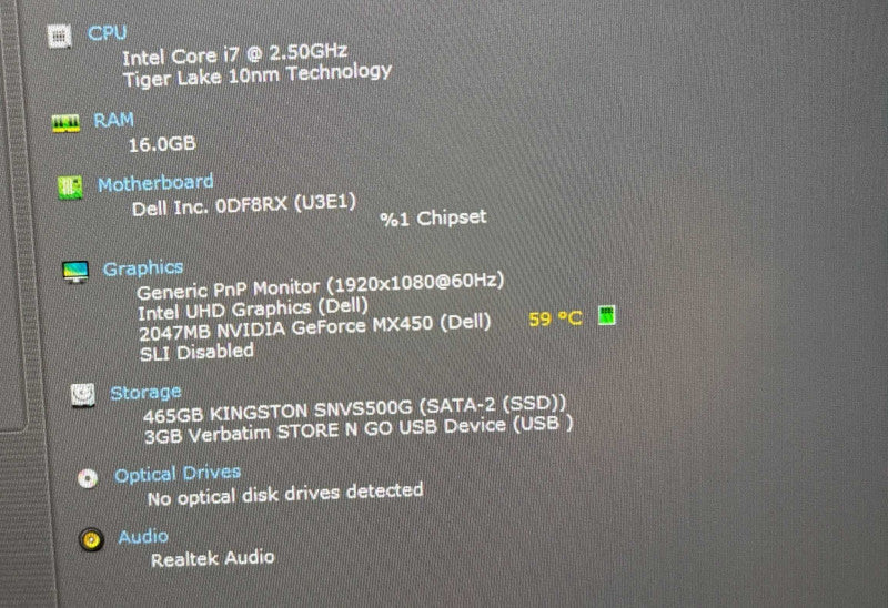 Dell Latitude 5421 i7-11850H GeForce MX450 16GB RAM 500SSD No Power Adapter  Lap200