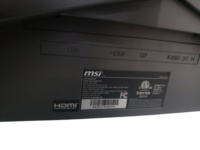 MSI Monitor Mag27CQ 27"