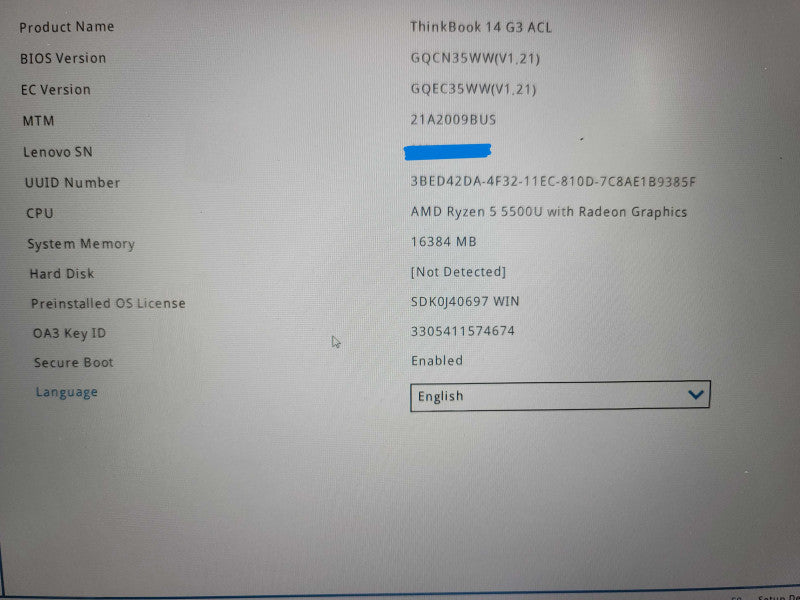 Lenovo ThinkBook 14 G3| Ryzen 5 5500U| 16GB DDR4| NO SSD FOR PARTS/REPAIR  β BudLap