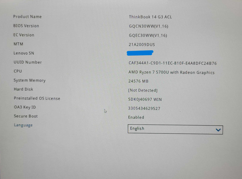 Lenovo ThinkBook 14 G3 | Ryzen 7 5700U| 24GB DDR4| NO SSD FOR PARTS/REPAIR  β BudLap