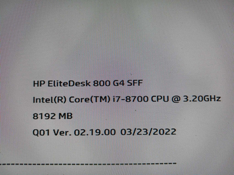 HP EliteDesk 800 G4 SFF i7-8700 3.2GHz 8GB DDR4 No HDD