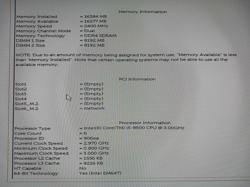 Dell Optiplex 3070 i5-8500 16GB DDR4 No HDD