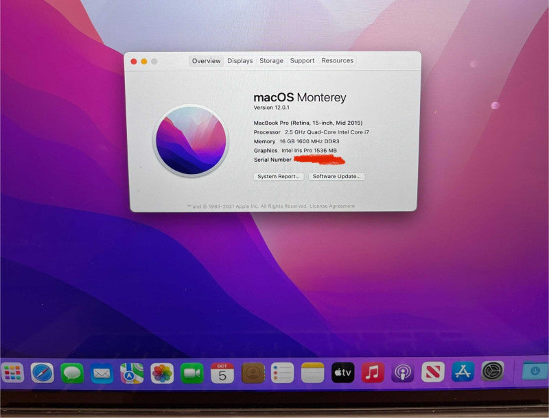 Apple MacBook Pro 15" Mid 2015 i7-4870HQ Radeon R9 M370X GPU 16GB 256SSD READ