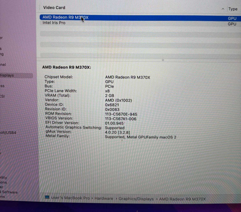 Apple MacBook Pro 15" Mid 2015 i7-4870HQ Radeon R9 M370X GPU 16GB 256SSD READ