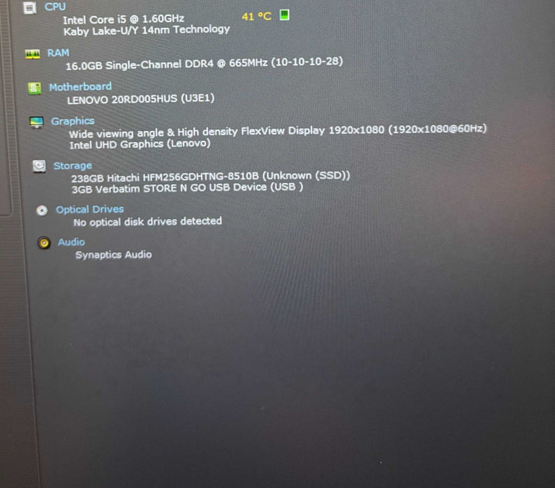 Lenovo ThinkPad E15 Intel Core i5-10210U@1.6GHz 16GB RAM 256GB SSD READ!  Lap200