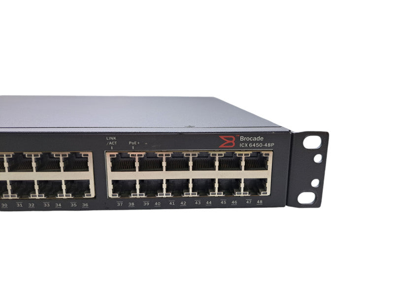 Brocade ICX6450-48P | 48-Port Gigabit POE+ Switch | 4-Port 1/10G SFP+