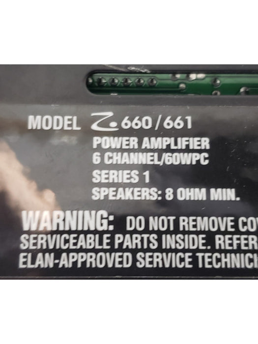 Elan Z660/661 6-Channel Power Amplifier | 60W per Channel | Series 1