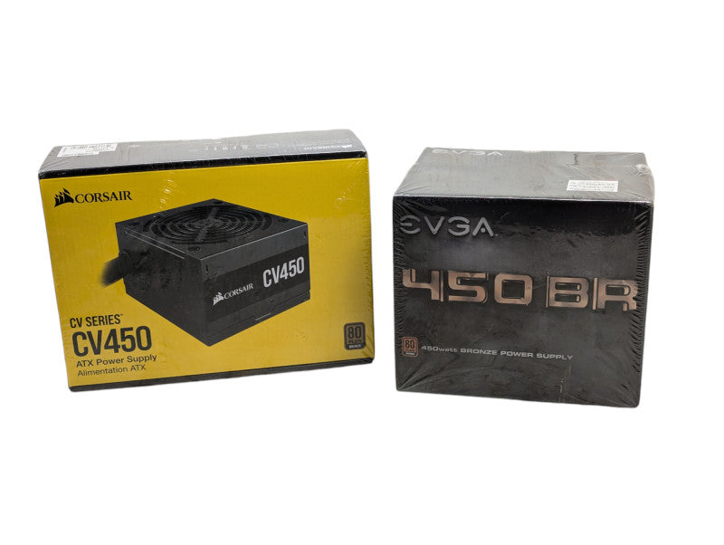 2 New Sealed 450W Computer Power Supplies EVGA & Corsair  -