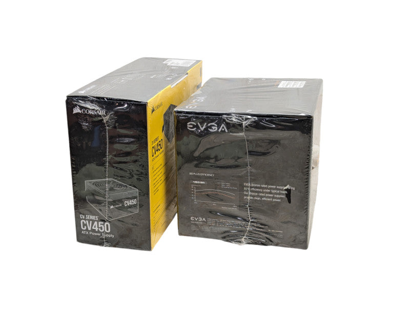 2 New Sealed 450W Computer Power Supplies EVGA & Corsair  -