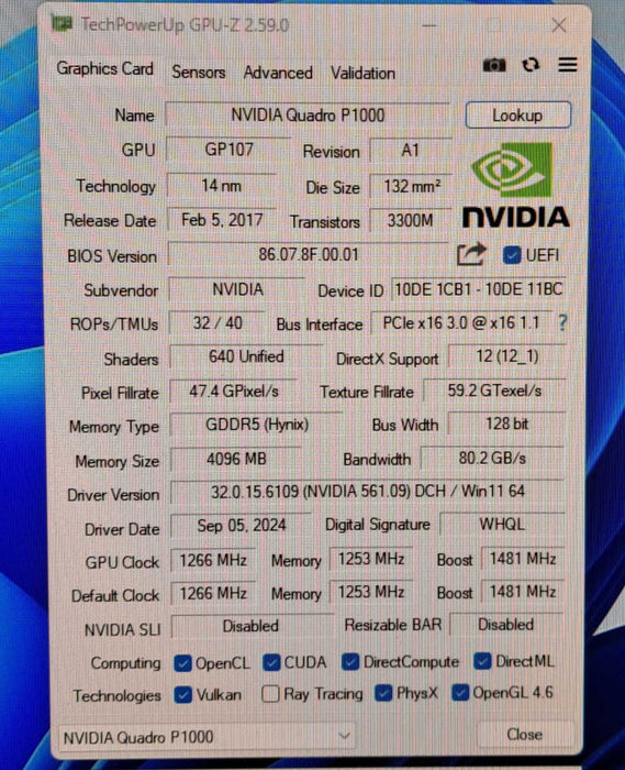 NVIDIA Quadro P1000 | 4GB GDDR5 Graphics Card | 4x MiniDP