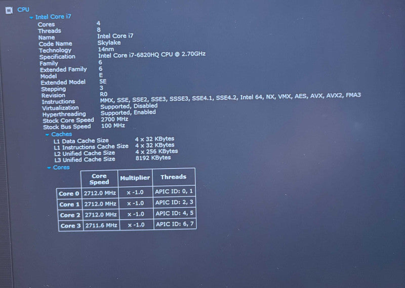 Lenovo ThinkPad P50 4K i7-6820HQ@2.7GHz QUADRO M2000M 4GB GPU 32GB RAM 512SSD  Lap200