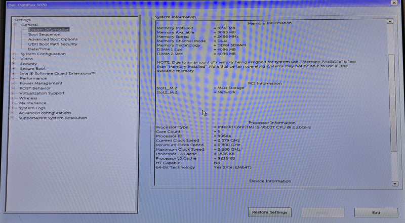 Dell OptiPlex 3070 USFF | i5-9500T @ 2.20GHz 6C, 8GB DDR4, 512GB NVMe, Wi-Fi *READ*