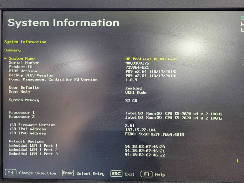 HP DL380 Gen9 2U 8x 2.5" | Xeon E5-2620 v4 @ 2.1GHz 8C, 32GB DDR4, P440ar !