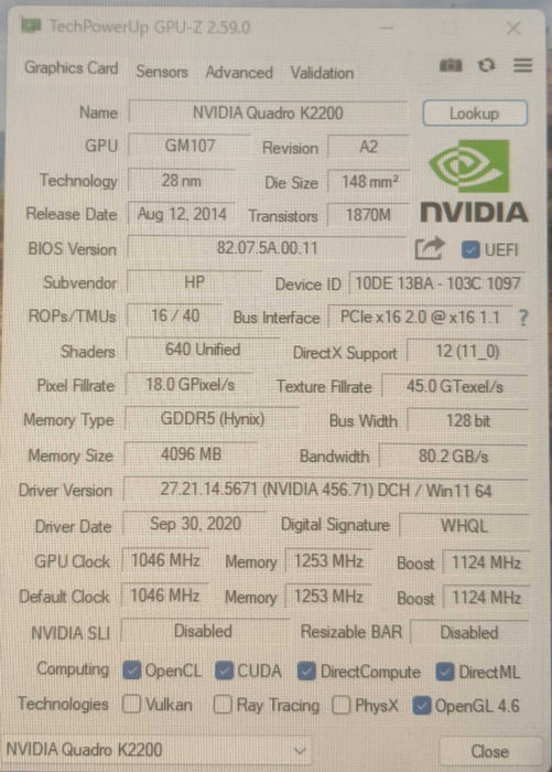 NVIDIA Quadro K2200 | 4GB GDDR5 Graphics Card | 1xDVI / 2xDP