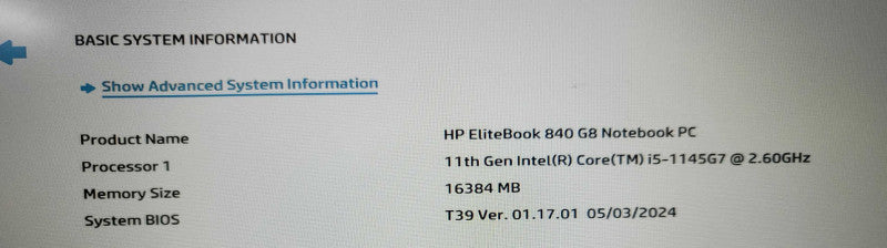 HP EliteBook 840 G8| i5-1145G7| 16GB DDR4| NO SSD **rEAD* β Lap200