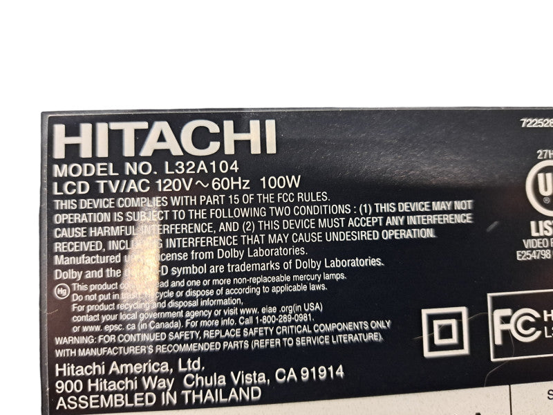 Hitachi LCD HDTV L32A104  32" TV